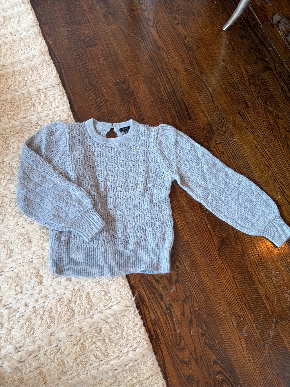 J. Crew Light Blue Cable Knit Crewneck Sweater